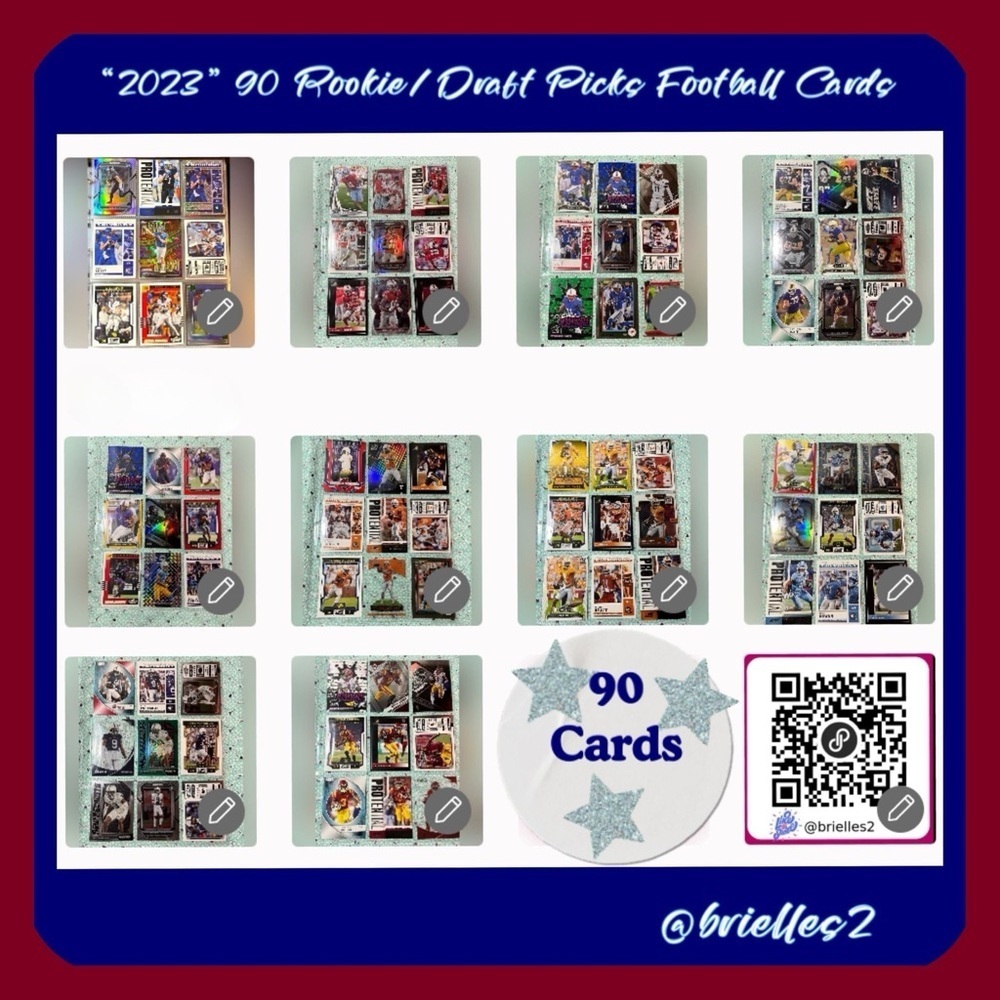 ⭐️🏈 2023 90 RC Rookies/Draft Picks Football Sports Trading Cards #B4 (Lot 2)
